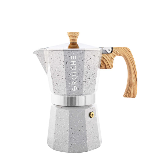 Milano Stone Stovetop Espresso Maker 6 Cup - Fossil Grey