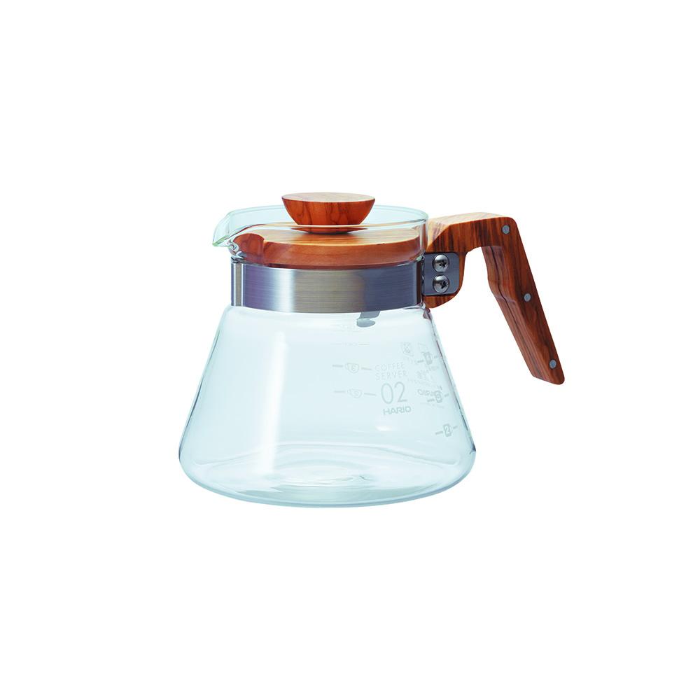 Hario V60 Olive Wood Glass Server 600ml