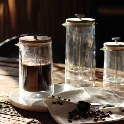 350 ml double walled glass and wood French press