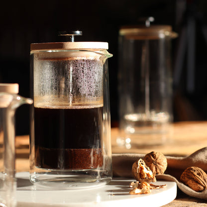 350 ml double walled glass and wood French press