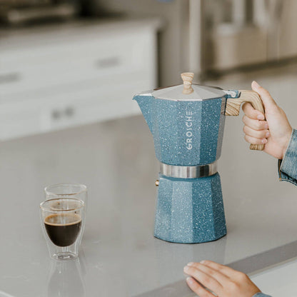 Milano Stone Stovetop Espresso Maker  - Indigo Blue