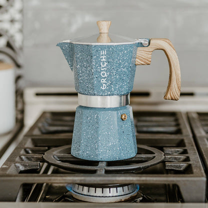 Milano Stone Stovetop Espresso Maker  - Indigo Blue