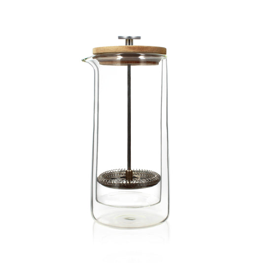 800 ml double-walled glass and wood French press