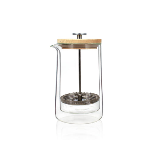 500 ml double walled glass and wood French press